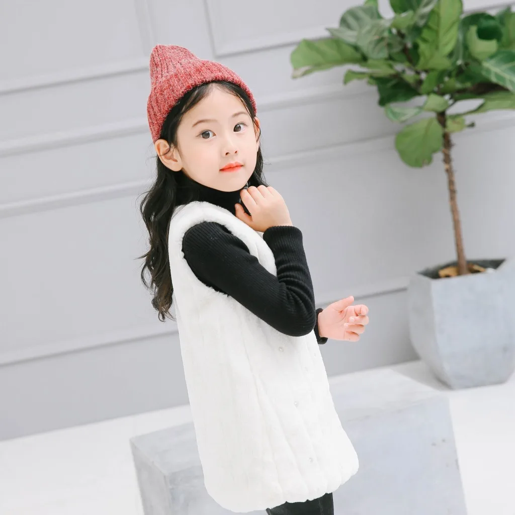 White Girls Outerwear Warm Winter Girls Waistcoat Vest Girls Clothes