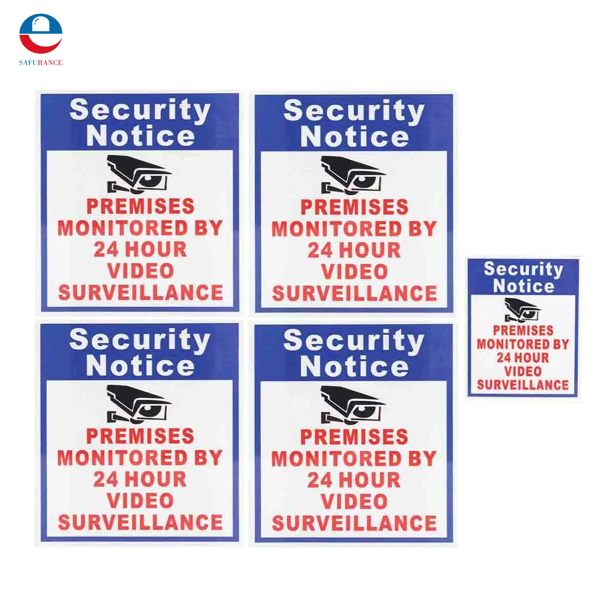 

5x Premises Protected By 24 Hour Video Surveillance Sign Sticker Security Camera