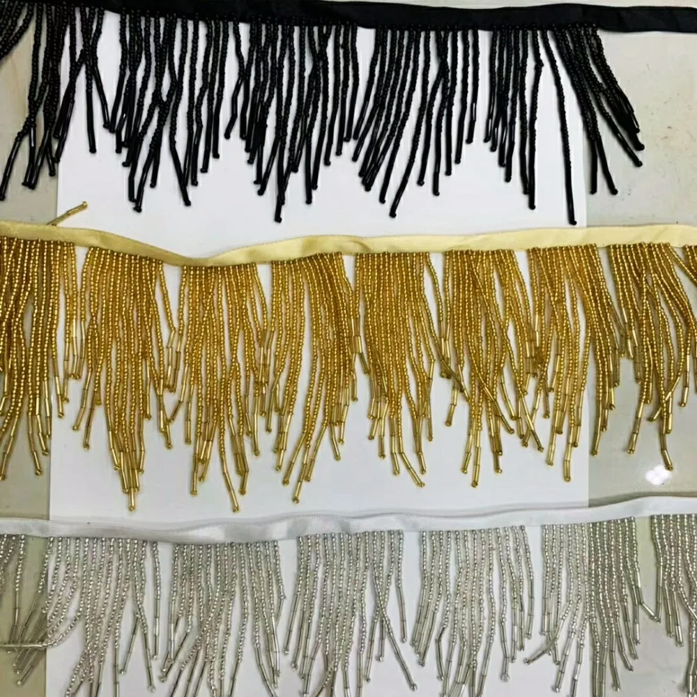 

Handmade 7cm wide beaded fringe trim, 5.5yards/lot/color, accept custom order