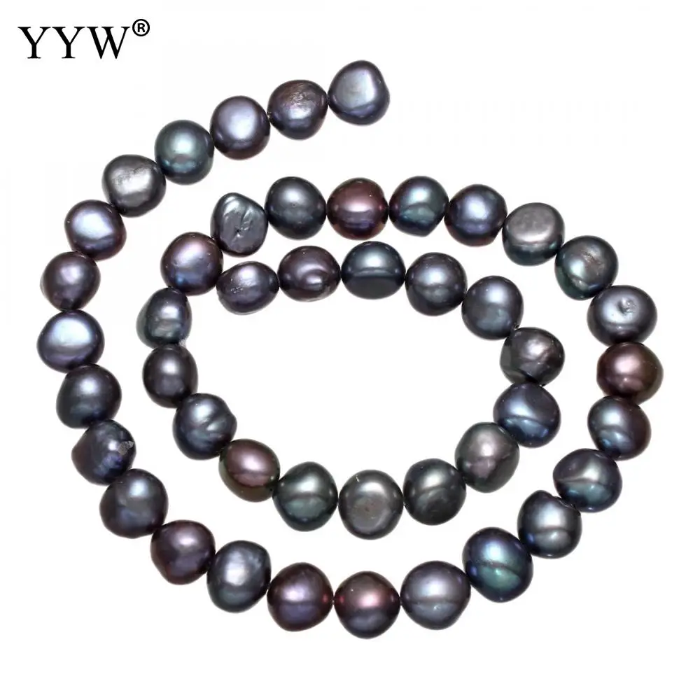 

8-9mm Black Random Shape Natural Freshwater Pearl Stone Beads Spacer Strand 15Inch for Jewelry Making DIY Bracelet Necklace