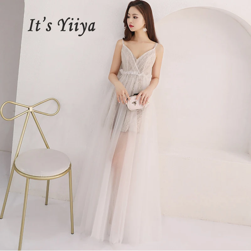 Это Yiya Выпускные платья Глубокий v-образный вырез женские вечерние ночные платья без рукавов Vestidos de gala плюс размер оборки выпускное платье E696