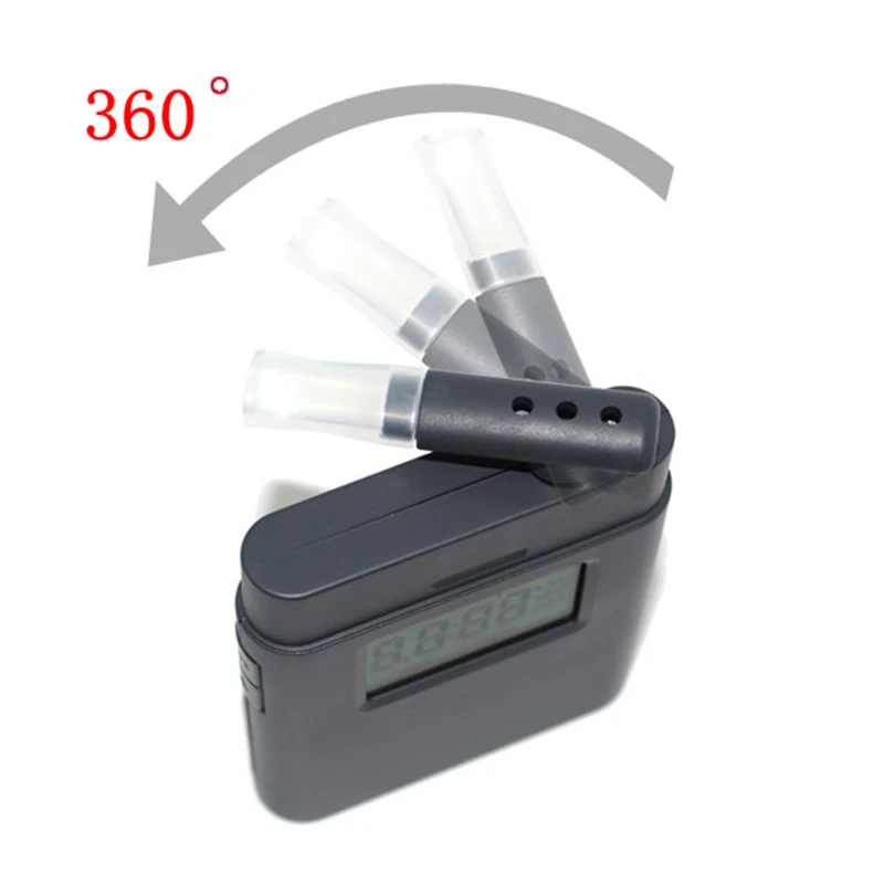 جديد AT838 المحمولة 360 درجة الدورية الناطقة باسم دقيقة فاحص نسبة الكحول في النفس LCD ضوء الكحول التنفس