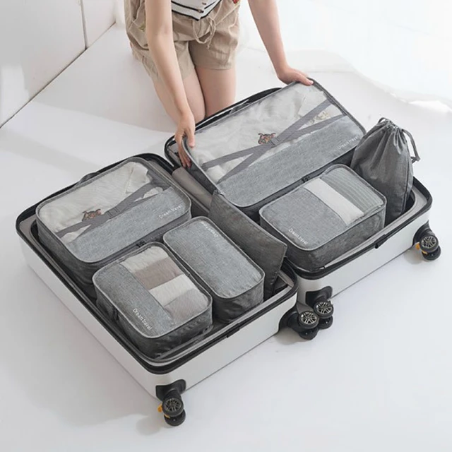 High-grade 7pcs/set Suitcase Organizer Koffer Luggage Organizer Laundry  Pouch Packing cubes Set Storage Bag