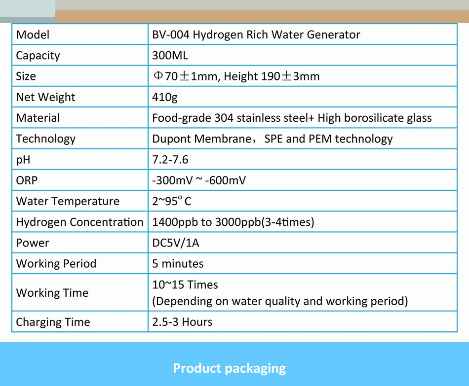 H2 Max 3000ppb SPE+ PEM Высокая чистота водорода богатая бутылка для воды, водород и кислород разделения, без озона, без хлора, без кислорода