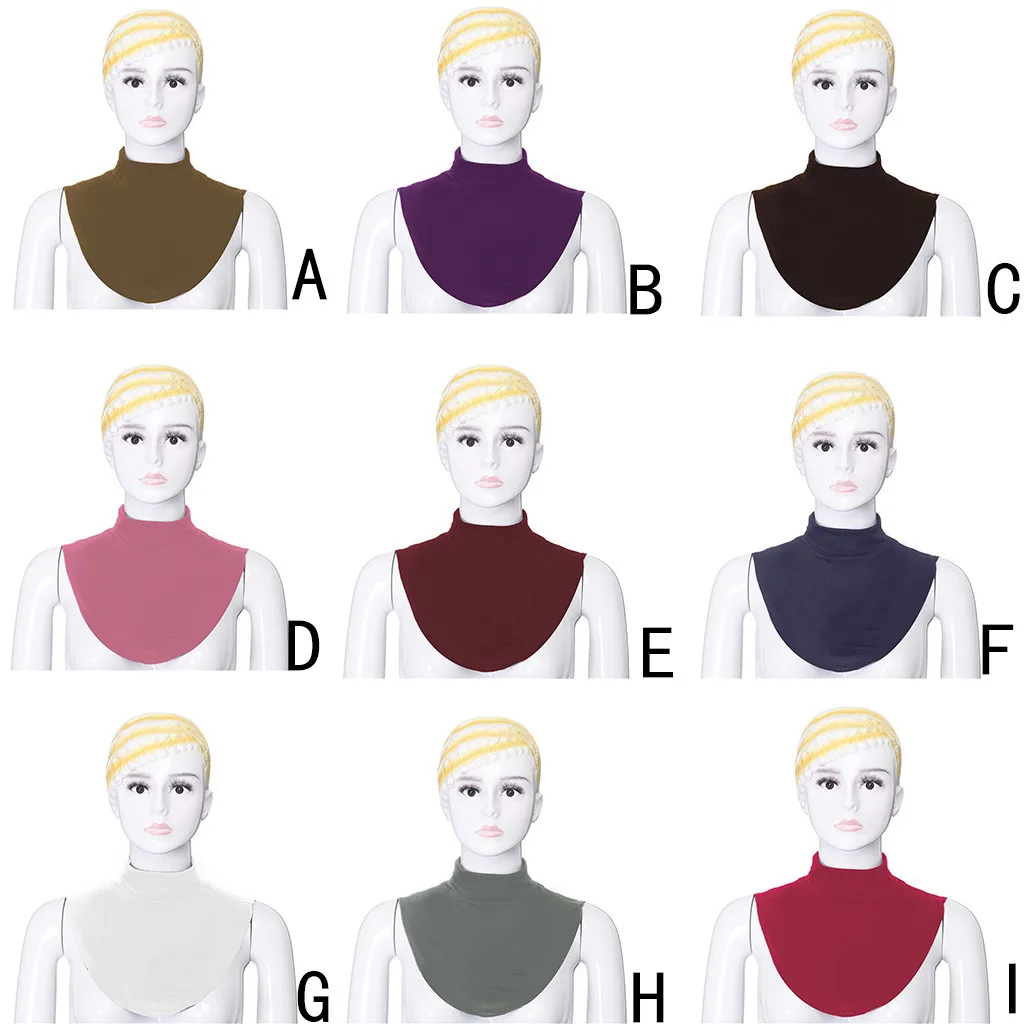 

Women's False Collar Modal Hijab Moslem Islamic Pure Color Neck Cover Loop Scarf Fake Turtleneck T-shirt Collar A0412