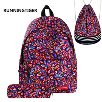 RUNNINGTIGER, женский рюкзак, школьные сумки для девочек, рюкзак с принтом, Mochila, школьные рюкзаки для девочек-подростков, 3 шт. в комплекте, Mochila - Цвет: 06