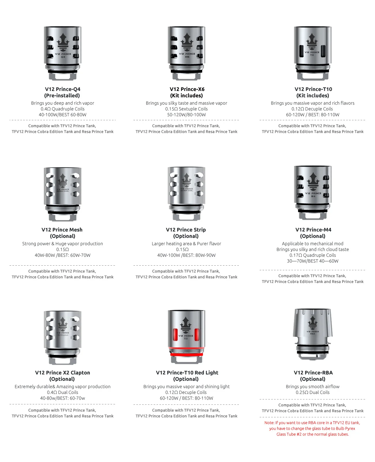 3 шт./лот SMOK TFV12 Prince Coil V12 Prince сетчатые полосы катушки подходят для TFV12 PRINCE Tank электронные сигареты ядра