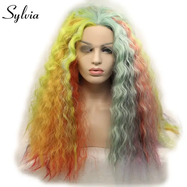 sylvia multicolour mixed synthetic long deep wave colorful rainbow ...