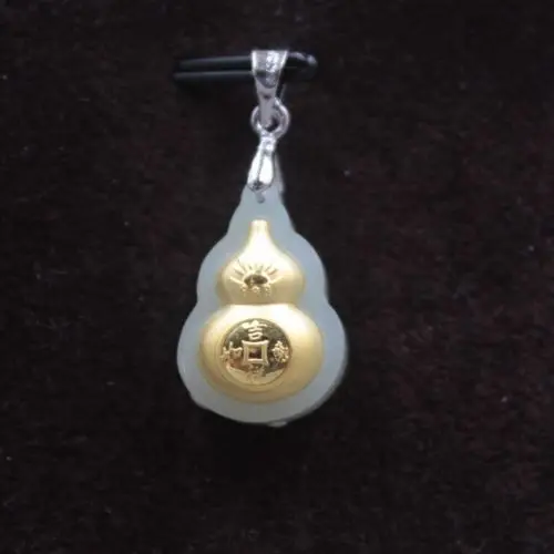 Certified Natural Hetian Jade (Nephrite) 999 Yellow Gold Coin Groud Pendant