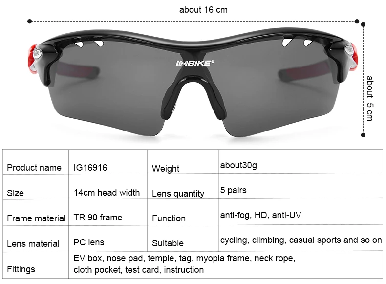 INBIKE поляризованные очки для велоспорта, 5 линз, MTB, велосипедные очки, уличные спортивные очки для мужчин и женщин, для бега, вождения, велосипедные солнцезащитные очки