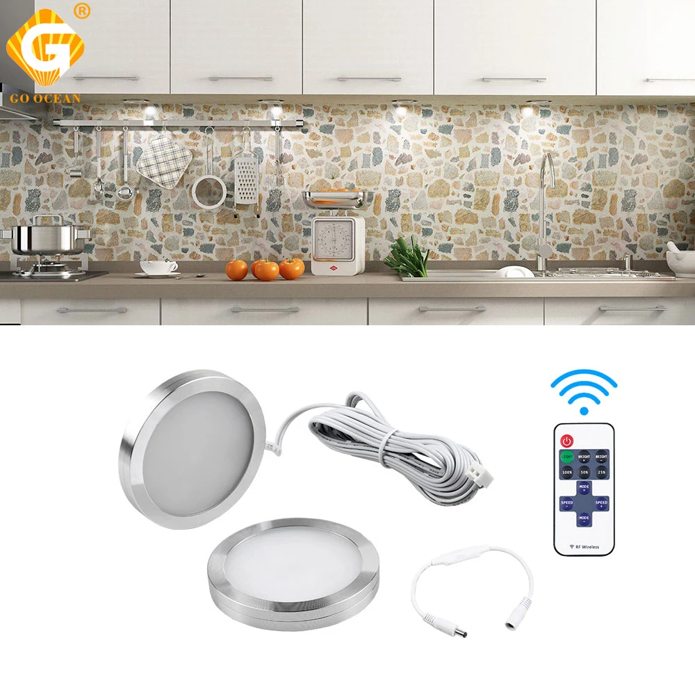 

2.5W 12V DC Puck Lamp LED Under Cabinet Kitchen Light Remote Control Switch Closet Cupboard Lighting Indoor Night Lights