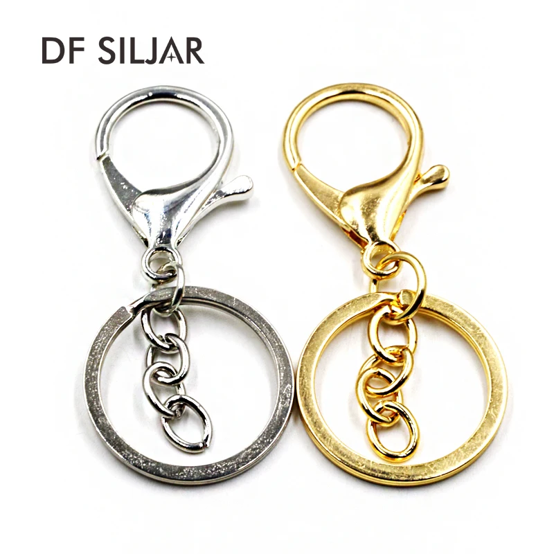 

Platinum KC Gold Round Keyring Metal Split Key Chains For Women Key Rings With Lobster Clasp DIY Accessories Findings Y736