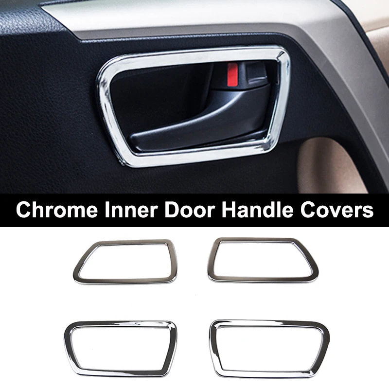 Для Toyota RAV4 2013 Хромированная ручка для межкомнатной двери вентиляционное отверстие переключатель переменного тока крышка отделка украшение автомобиля Стайлинг - Цвет: inner handle cover