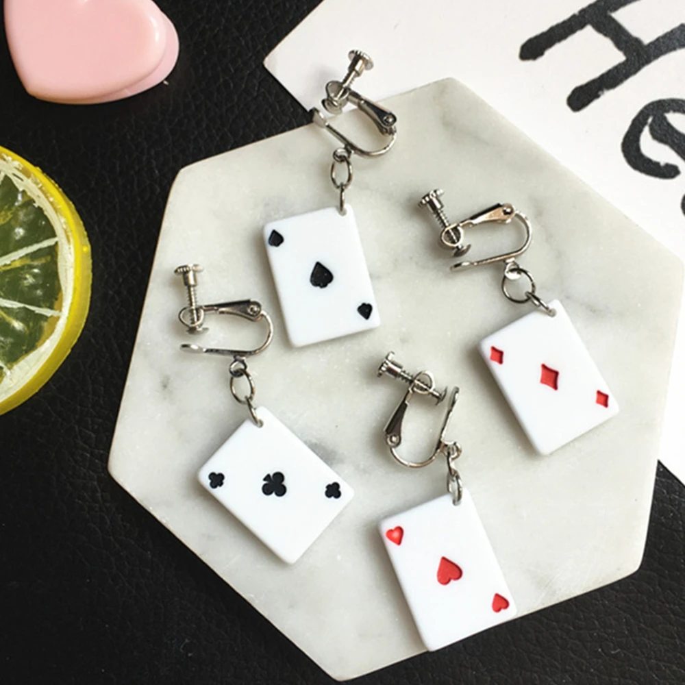 

Resin Funny Cute Simulation Poker Unique Dangle Earrings Women's Fashion Earrings Personality Creative Ear Hook Special for You