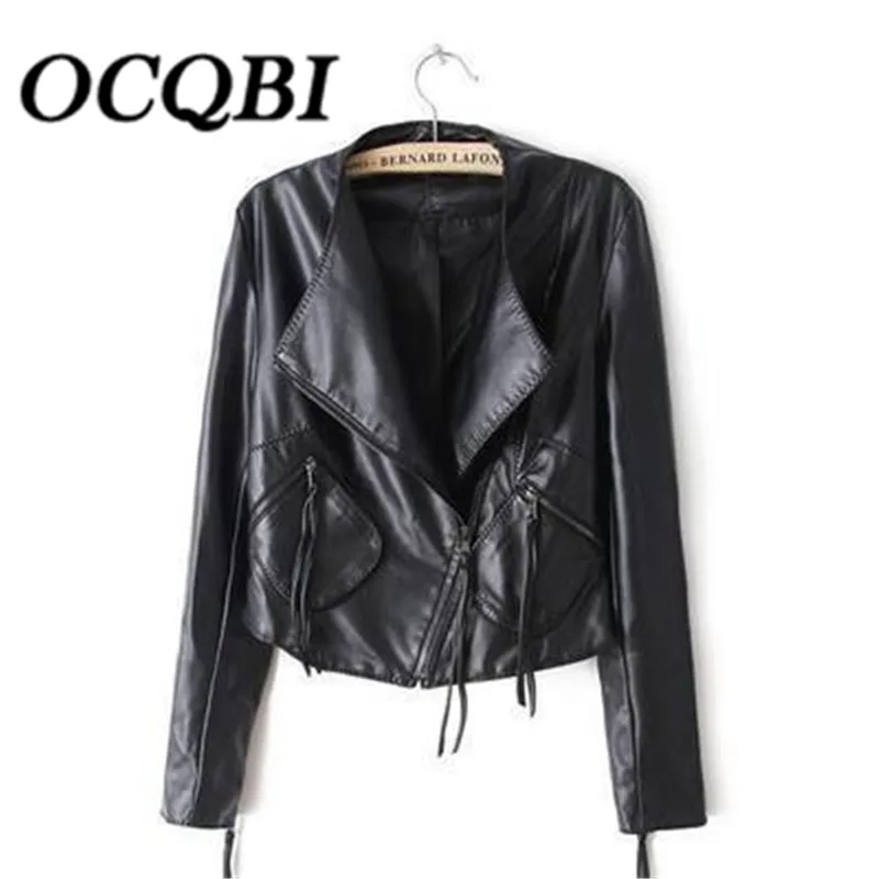 Section Veste En Élégant Courte Nouveau Cuir De Femmes Minceur Mode Coréenne 2018 Printemps Pu Manteau Noir Bombardiers Moteur Style qvwfEUI