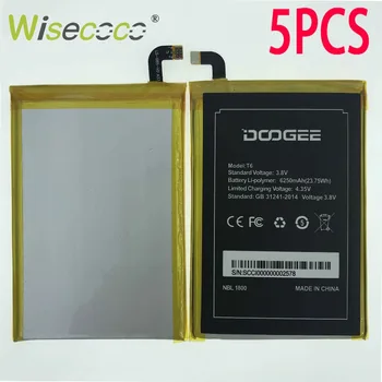 

WISECOCO 5PCS/LOT High Quality 2019 New 6250mAh Battery For DOOGEE T6 DOOGEE T6 Pro For Homtom HT6 Mobile Phone+Tracking Number