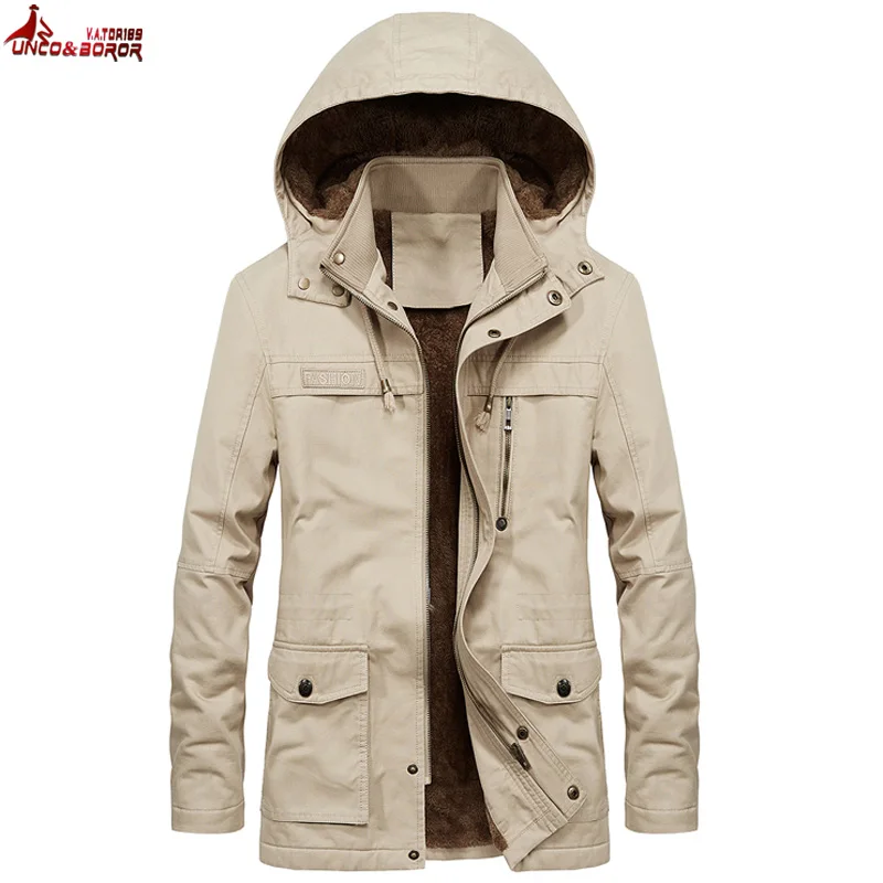 Зимняя мужская куртка, толстая, с капюшоном, хлопок, флис, куртка, пальто, мужская, мульти-карман, повседневная, теплая, парка, ветровка, куртка для мужчин, размер M~ 5XL