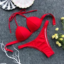 Womail, сексуальный женский комплект бикини, купальник со средней талией, лидер продаж, пуш-ап, мягкий однотонный бюстгальтер, купальник, разноцветная пляжная одежда I301218