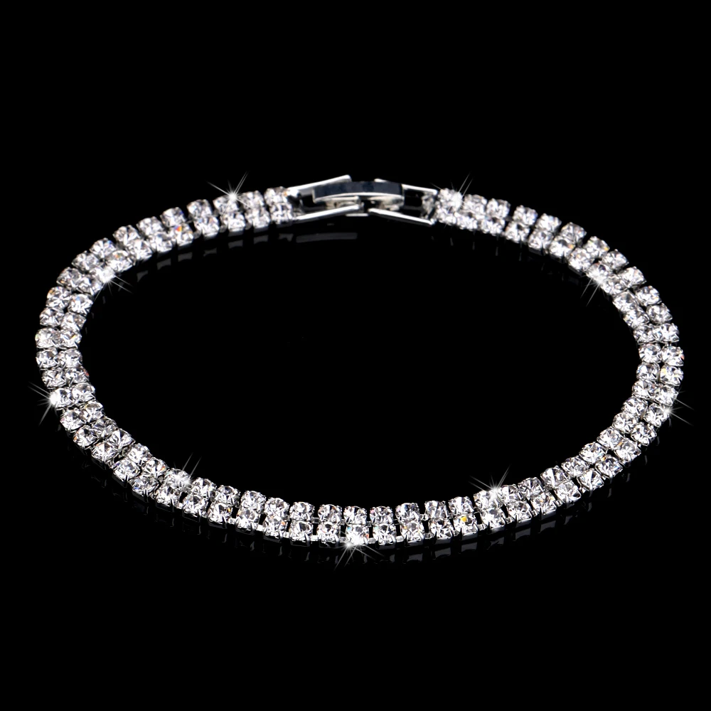 Luxury Crystal Bracelets For Women Silver Plated Rhinestone Charm Bracelets & Bangles Femme Bridal Wedding Jewelry Birthday Gift