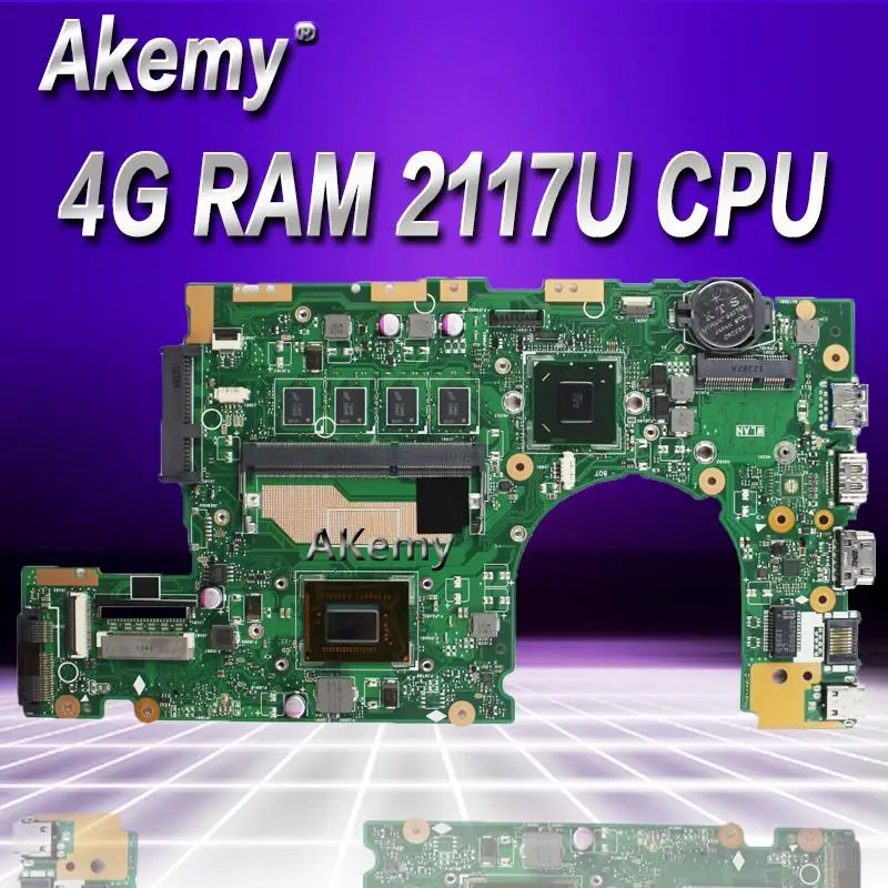 

Akemy S400CA Laptop motherboard for ASUS S400CA S500CA S400C S500C S400 S500 Test original mainboard 4G RAM 2117U CPU