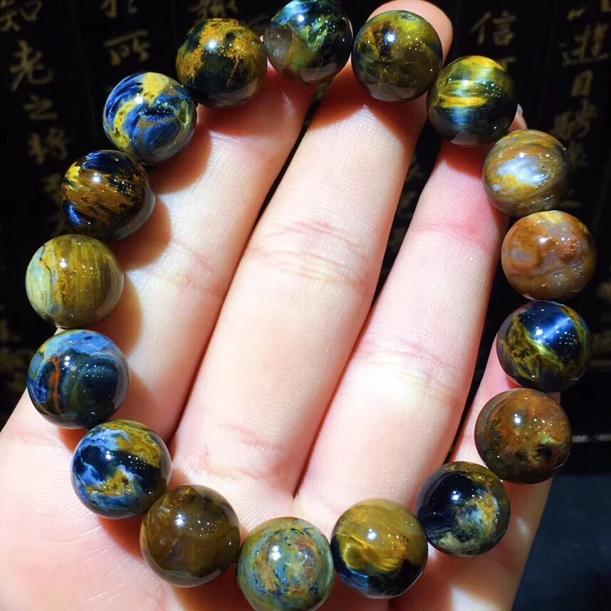 

100% 12mm Natural Bracelets Namibia Pietersite Blue Yellow Beads Gemstone Round Bead Bracelets Man Women Drop Shipping B29489