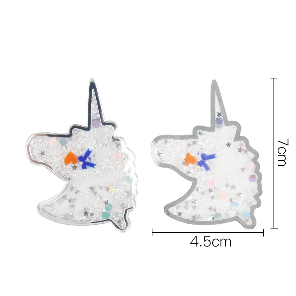 1pc Liquid Quicksand Cover Filling Sequins Cactus Unicorn Appliques Cute Acrylic Accessories Phone Decor DIY Hair Clips Material - Цвет: 03