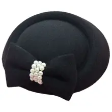 Бант Маленькая шляпа стюардесса шляпа заколка для волос, черный