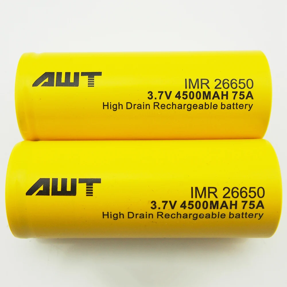 26650 батарея AWT 3,7 V 4500mAh 75A литий-ионная аккумуляторная батарея 26650 для мощного фонарика инструменты игрушки 26650 батарея T028