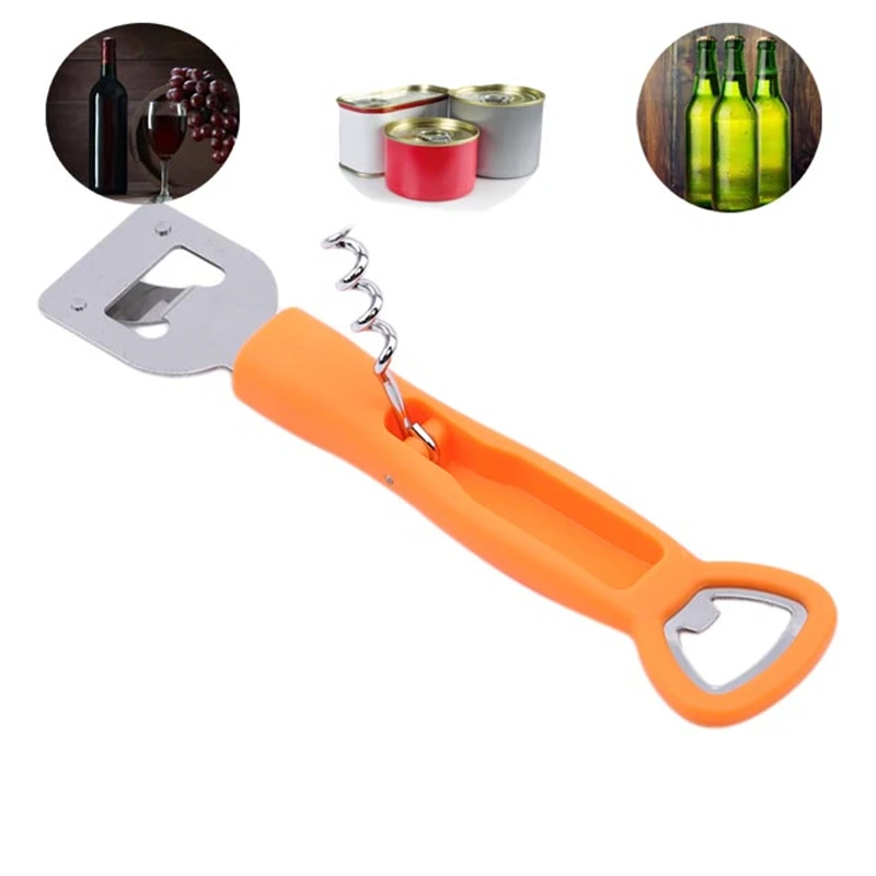 3 In 1 Stainless Steel + Plastic Bottle Cap Opener Remover Bar Blade
