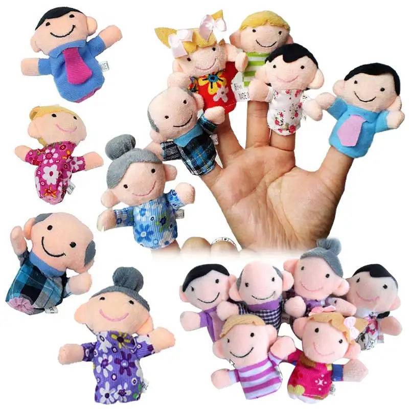 6Pcs Baby Family Members Developmental Toy Finger Puppets Educational Story Doll 