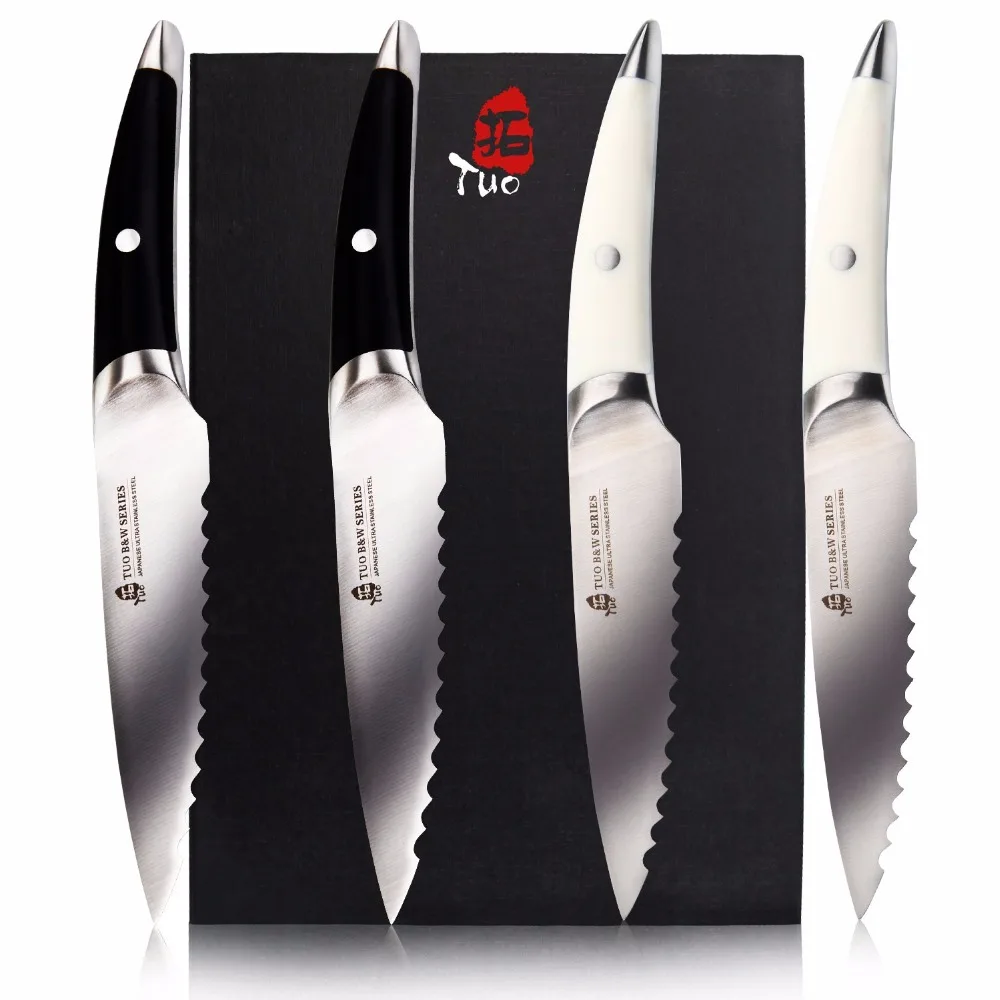 TUO Cutlery Steak Knife Set 4 pieces 5 inch Japanese Ultra Stainless Steel Kitchen Knife