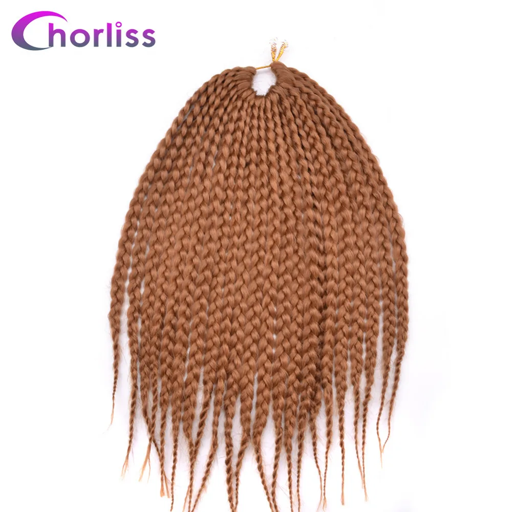 

Chorliss 14"Box Braid Synthetic Hair Extension 22roots/pc Crochet Twist Braiding Hair Extension 6Colors Black Brown Blond 1pc