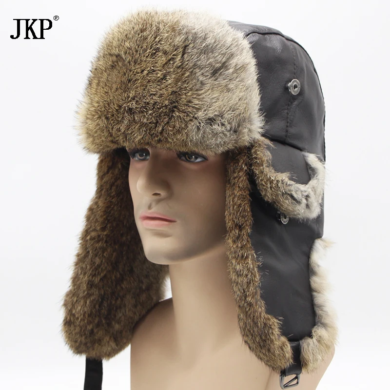 mens leather fur hats