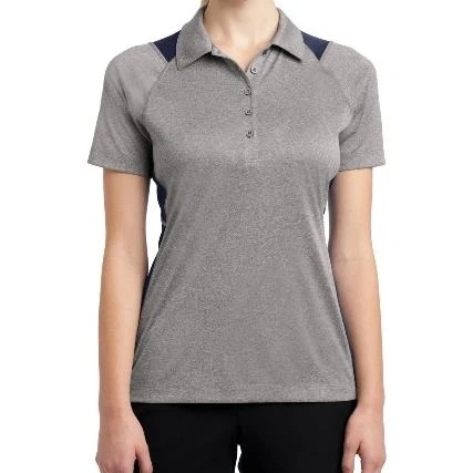Sport-Tek LST665 Ladies Heather Colorblock Contender Polo T-Shirt Vintage Heather & True Navy - 3XL (1)