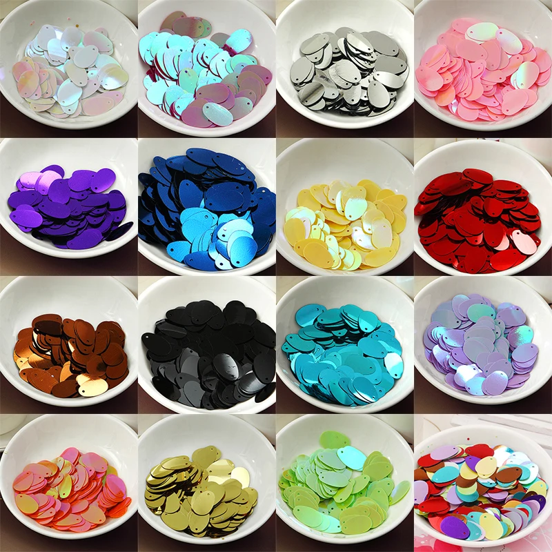 

10g(120pcs)/Pack 12*20mm Oval Egg Shape Sequins Flat PVC Sewing Craft With Side Hole Belly Dance Garment DIY Accessories