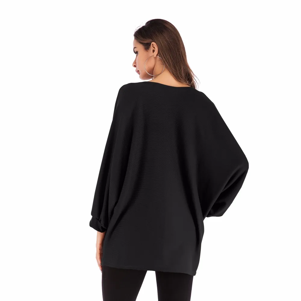 PGSD новая простая Мода весна большой размер женская одежда сплошной цвет круглый воротник свободные рукава летучая мышь футболка женский Топ Футболка Пуловер