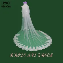 Соборные Свадебные вуали 300*300 см 2 слоя особый Кружевной Край аппликации для невесты, свадебные аксессуары, фата свадебная фата невесты