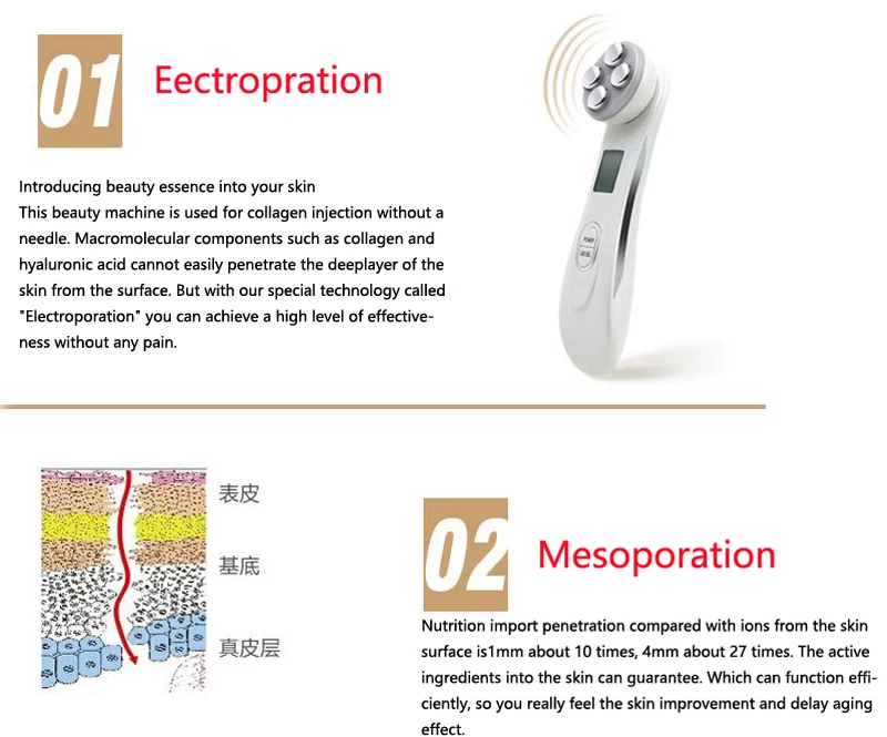 Мезотерапия для лица Электропорация радиочастотный светодиодный фотонный прибор для подтягивания лица, удаления морщин, массажер для ухода за кожей