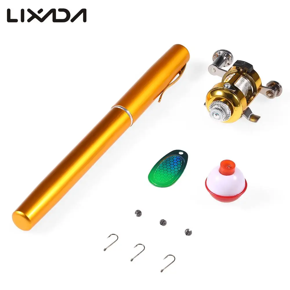 Portable Pocket Telescopic Mini Fishing Pole Pen Shape Folded Fishing Rod Coils Set With Reel
