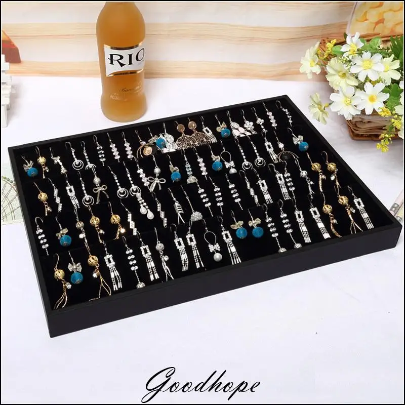 Portable Earring Display Organizer Black Velvet Showing Tray Earrings