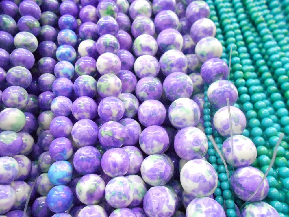 

4MM 6MM 8MM 10MM 12MM Natural Blue Purple Rainbow Stones Round Spacer Loose Beads For Necklace Bracelet Charms Jewelry Making