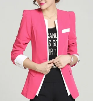 Женские блейзеры и куртки размера плюс 5XL 6XL, новинка, весенне-осеннее Женское пальто для работы - Цвет: rose red