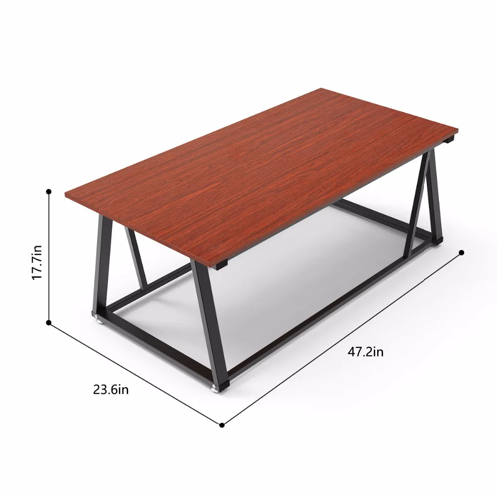 Dewel Coffee Table Cocktail Table with Storage Shelf Sofa Table Rustic End Table for Living Room 47 inch