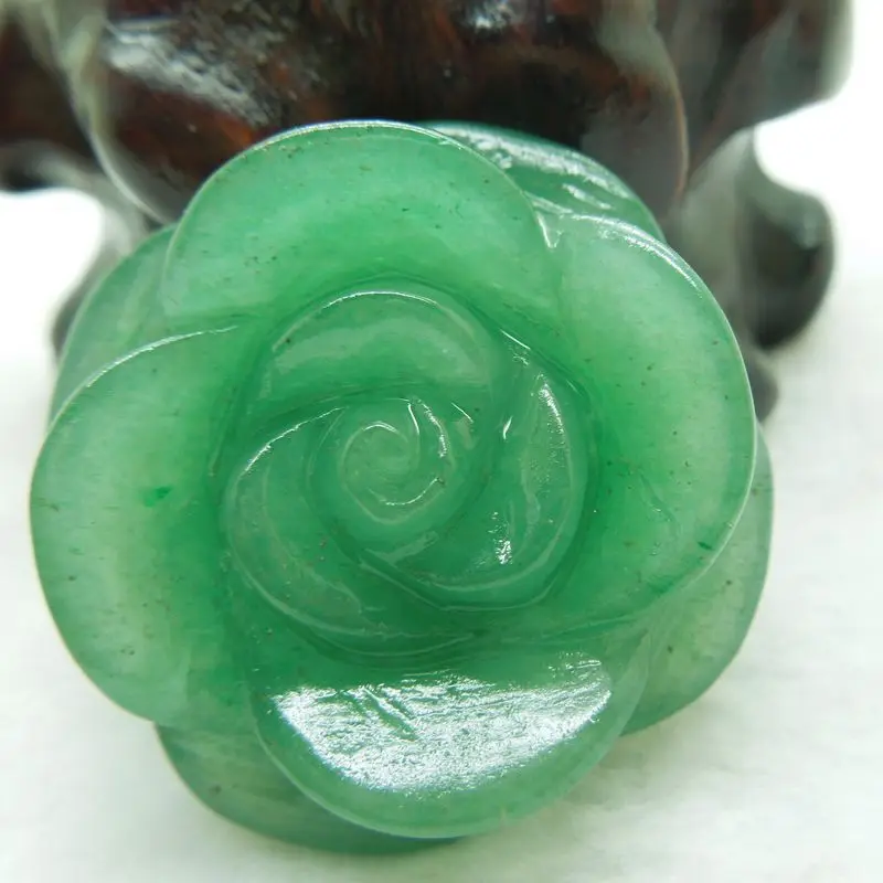 40mm Pure Natural Green DONGLING Stone Pendant lovers Rose pendant DIY