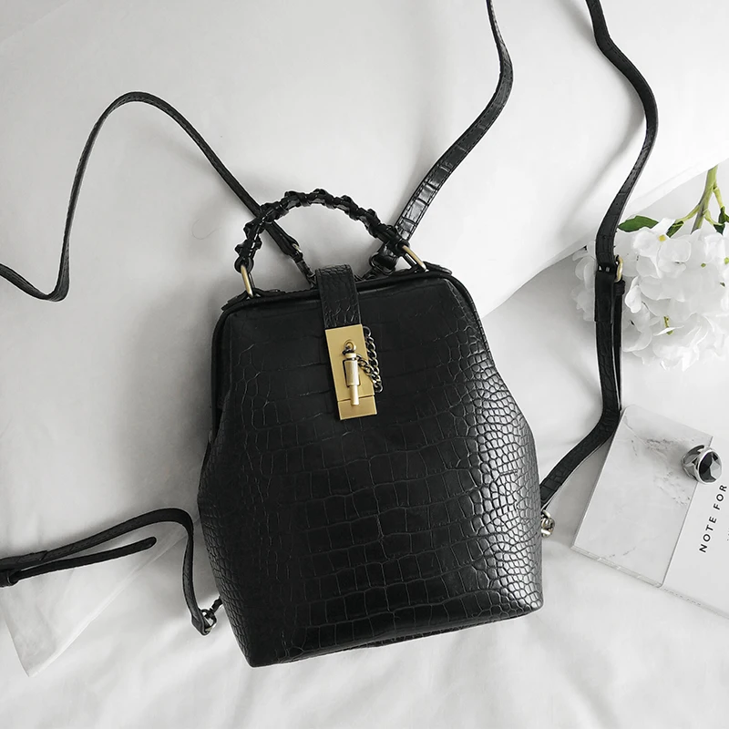 

Fashion Trend Vintage Alligator Ladies Doctor Bag 2017 New Euramerican Style  Women Pu Leather Backpack Hot Sale Tote  Backpacks