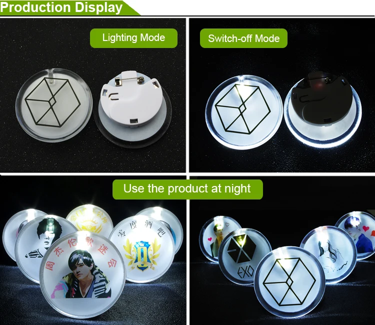 custom led button badge 55cm button broochs icons fun badge kids gift cute badge holder with your logo  (3)