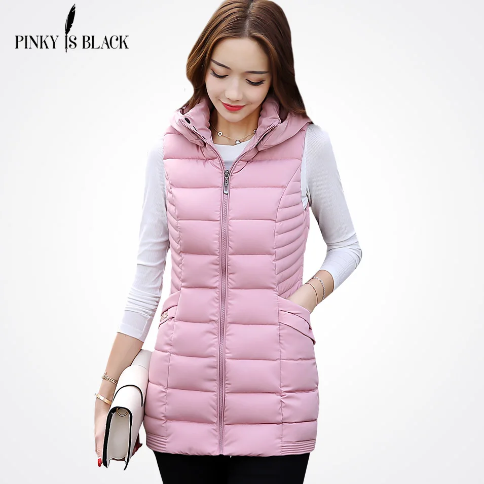 Womens long black sleeveless vest for women black