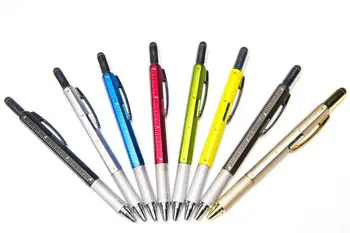 

4pcs Touch Screen Stylus Ballpoint Pen with Screwdriver Level Ruler Multi-tool