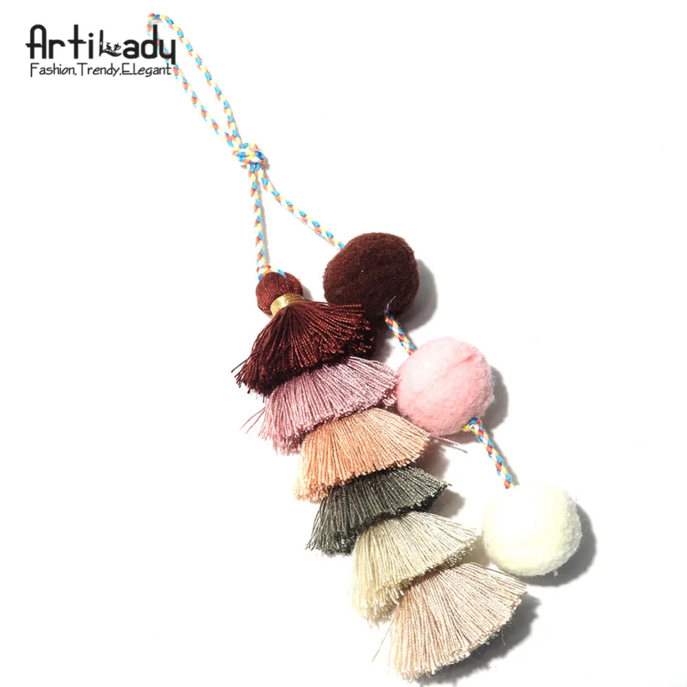 Artilady слойный брелок для ключей с кисточкой для женщин Pom Bag Charm Key holder для девочек ювелирные изделия