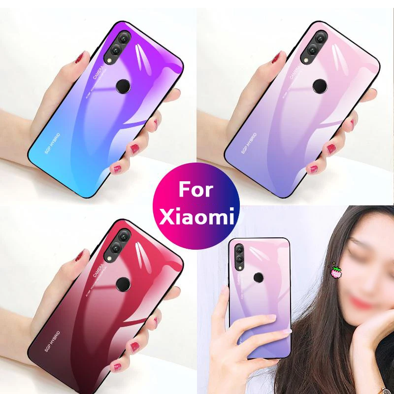 

Case on for Xiaomi 8 lite phone Cover cases xiomi ksiomi mi f a 1 2 5x 6x light Gradient Glass xaomi 6 SE Back Shell f1 5 6 X X5